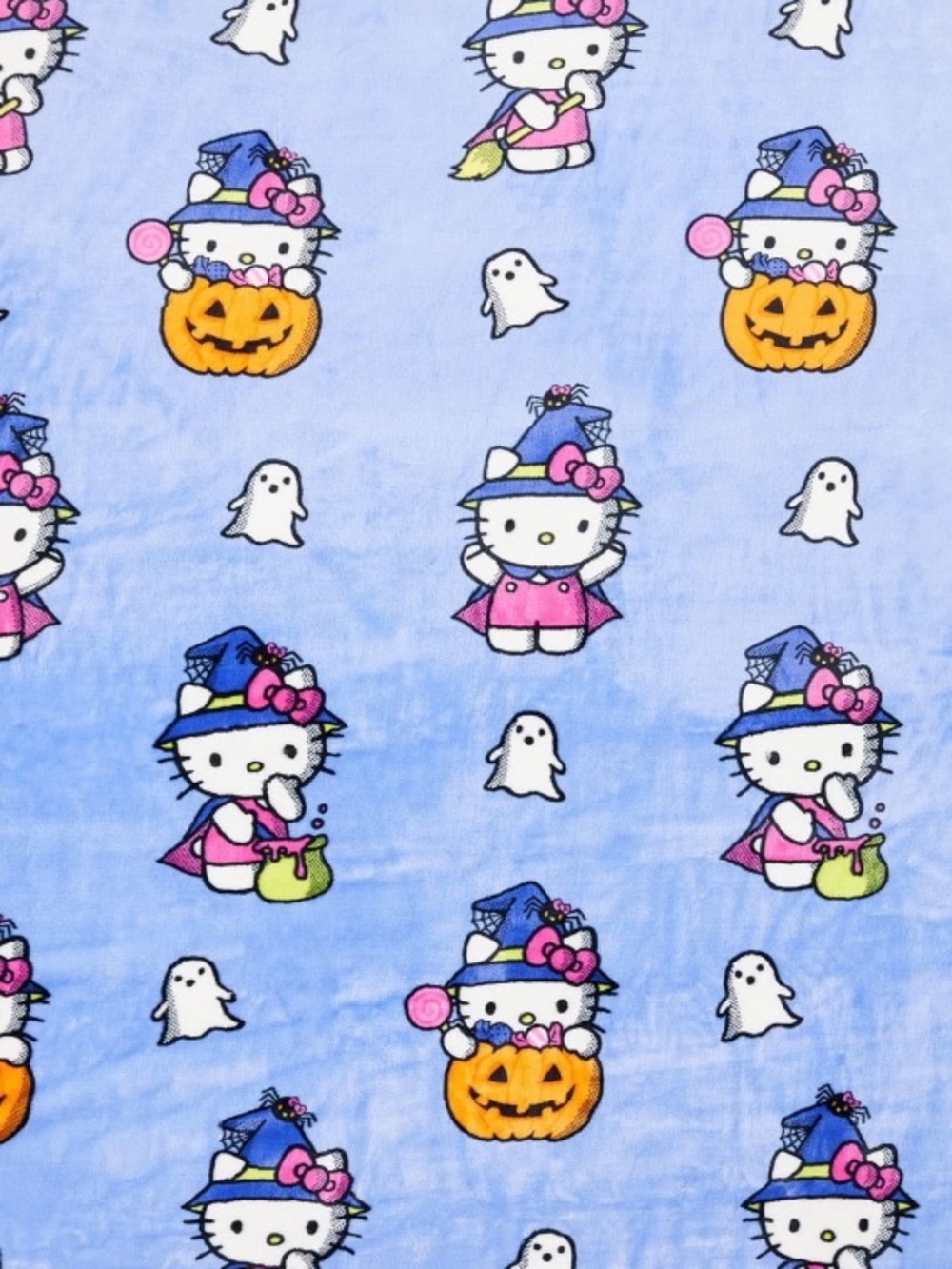 Hello Kitty Lavender Halloween Throw Blanket with Pumpkins & Ghosts